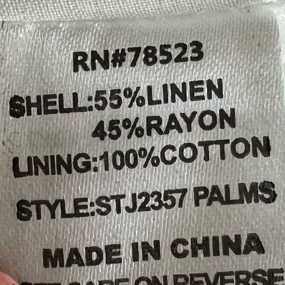 TAILE Linen-blend Palm Leave Print Jacket Button Up, Green Size M New w/Tag $159 - Picture 10 of 12